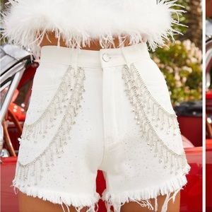 12th Tribe LOVE THING WHITE DENIM RHINESTONE SHORTS Size Small. Never Worn!